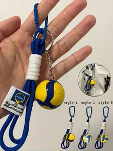 Fashion Alloy Volleyball Keychain, Colorblock Design, Ideal for Backpacks, Sports Bags, Car Keys, Perfect Gift for Athletes & Collectors, Keychain Lanyard