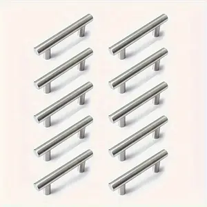 12 Pcs Modern Stainless Steel Cabinet Pulls Modern Arch Design Brushed Metal Furniture Drawer Pull Hardware Pulls Bar Handle