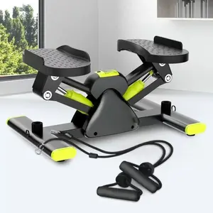 Portable Quiet Twist Fitness Stepper with Pull Ropes, Compact Indoor Leg & Glute Exercise Equipment for Office Home Use