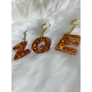 Chunky Orange Letter  Keychain