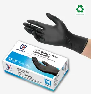 GP Craft Disposable Nitrile Gloves, 5Mil Chemical Resistant Powder-Free Latex-Free Glove for Exam Cooking Tattoo Black 100Pcs Cleaning Pack Pet Vinyl