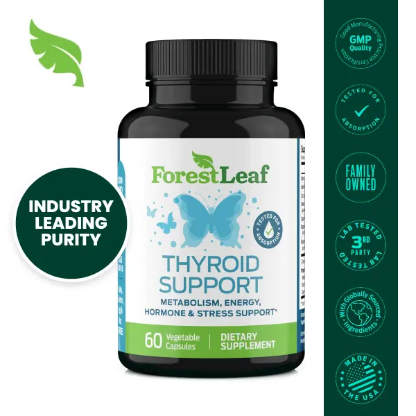 ForestLeaf Thyroid Support Supplement with Iodine for Women and Men – Energy, Focus & Vitality, B12, Zinc, Selenium, Ashwagandha, 60 Capsules ForestLeaf Thyroid Support Supplement with Iodine for Women and Men – Energy, Focus & Vitality, B12, Zinc, Selenium, Ashwagandha, 60 Capsules