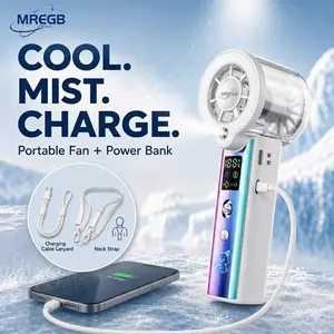 [DealsForYouDays] MREGB 2026 New Mist Spray Cooling Handheld Fan — High-Speed ​​Cooling Fan with Long-Lasting Battery, CVT to Randomly Adjust Airflow, Built-in Lighting, Relief Portable Fan for Summer Walk summerwins,summerwins