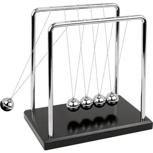Newton's Cradle Stainless Steel - Vintage Design Physics Education Tool, Physics Demonstration, No Electricity Required for Lab/Classroom/Home Decor Science Gift