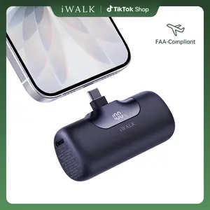 iWALK 5500mAh Mini Mobile Battery Power Bank - 22.5W PD USB-C Fast Charging, Magnetic Plug, Digital Display, Built-in Chargeable Cable, USB-C In, for iPhone 17/16/15 Pro Max, iPad, Samsung S24/S23, Smartphone, Purse Mini Gadgets, Outdoor Use Portable summ