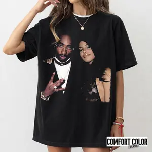 Aaliyah 2Pac Comfort Colors T-Shirt, 90s Hip Hop R&B Graphic Tee