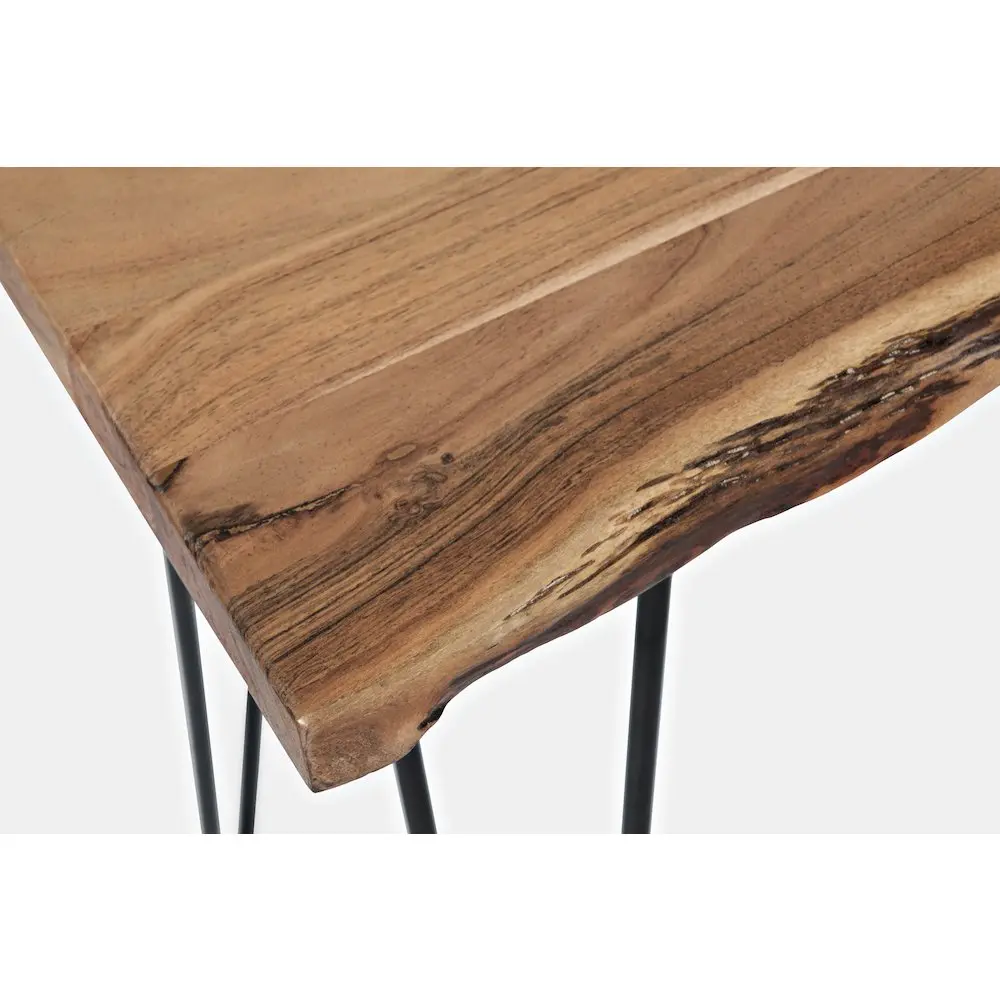 Nature's Edge 50'' Solid Acacia Rectangle Sofa Table with Slate Surface, Hairpin Legs, Live Edge Design & Unique Sizes