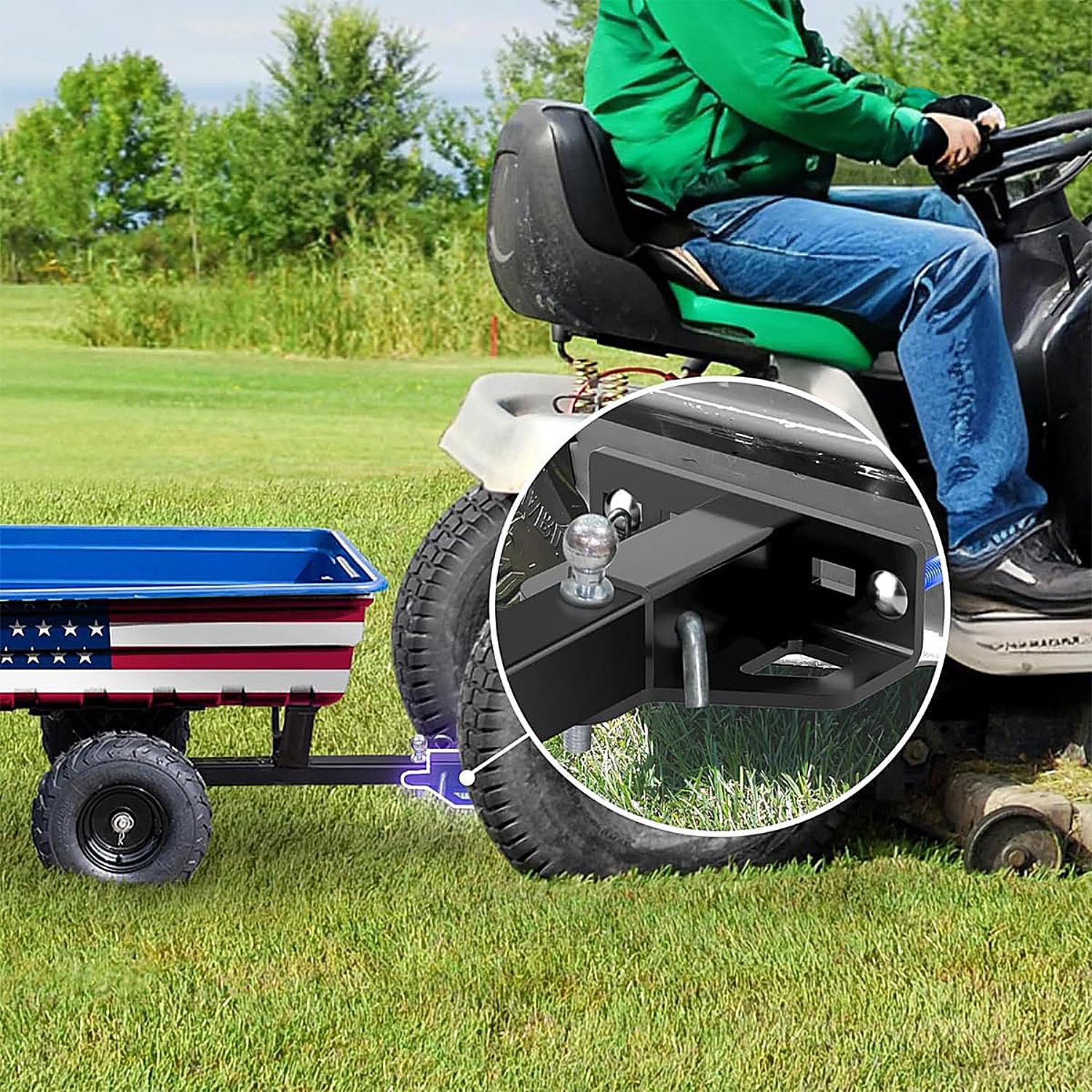 Zero Turn Lawn Mower Hitch with 1-1/4" Receiver, 6mm Thicker Heavy Duty Steel Trailer Receiver Hitch, Universal Upgrade 1-1/4 Hitch Receiver with Versatile Chain Slot and Carriage Bolt Hardware