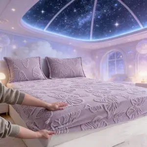 Spring Summer Bed Sheet Set, Anti-Pilling Butterfly Pattern Design, King/queen Size Deep Pocket (height 11.81-13.39"), Breathable Comfort Fit