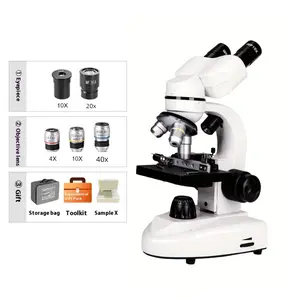 40X-1600X student and adult compound binocular microscope kit, biological microscope setup laboratory, school education, science beginner gift, Thanksgiving, Christmas, New Year gift