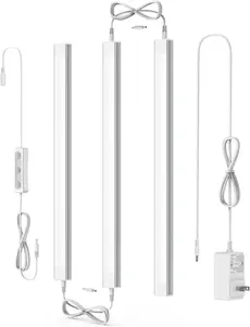 Under Cabinet Led Light Plug in, Dimmable Daylight White 4500K, 3 Pack 12 inch Linkable Led Under Counter Lights for Kitchen, Shelf, Workbench, Cupboard, ETL Listed Plug 24V, UNO-LK 4500K