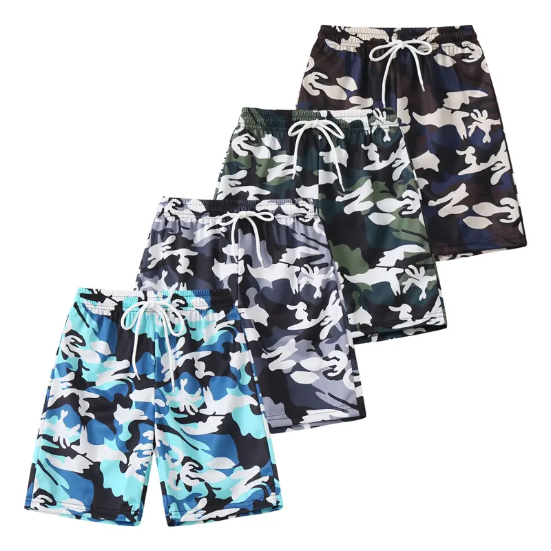 #SummerVibes 4-Pack Spring/Summer Boys' Camouflage Shorts: Stretch Waistband with Drawstring, Comfortable and Breathable, Stylish and Versatile, for Boys Ages 3–14