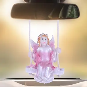 Swinging Angel Girl Car Hanging Ornament, Car Rearview Mirror Decorations for Mom, Super Cute Car Accessories for Girl, Funny Car Pendant for Women