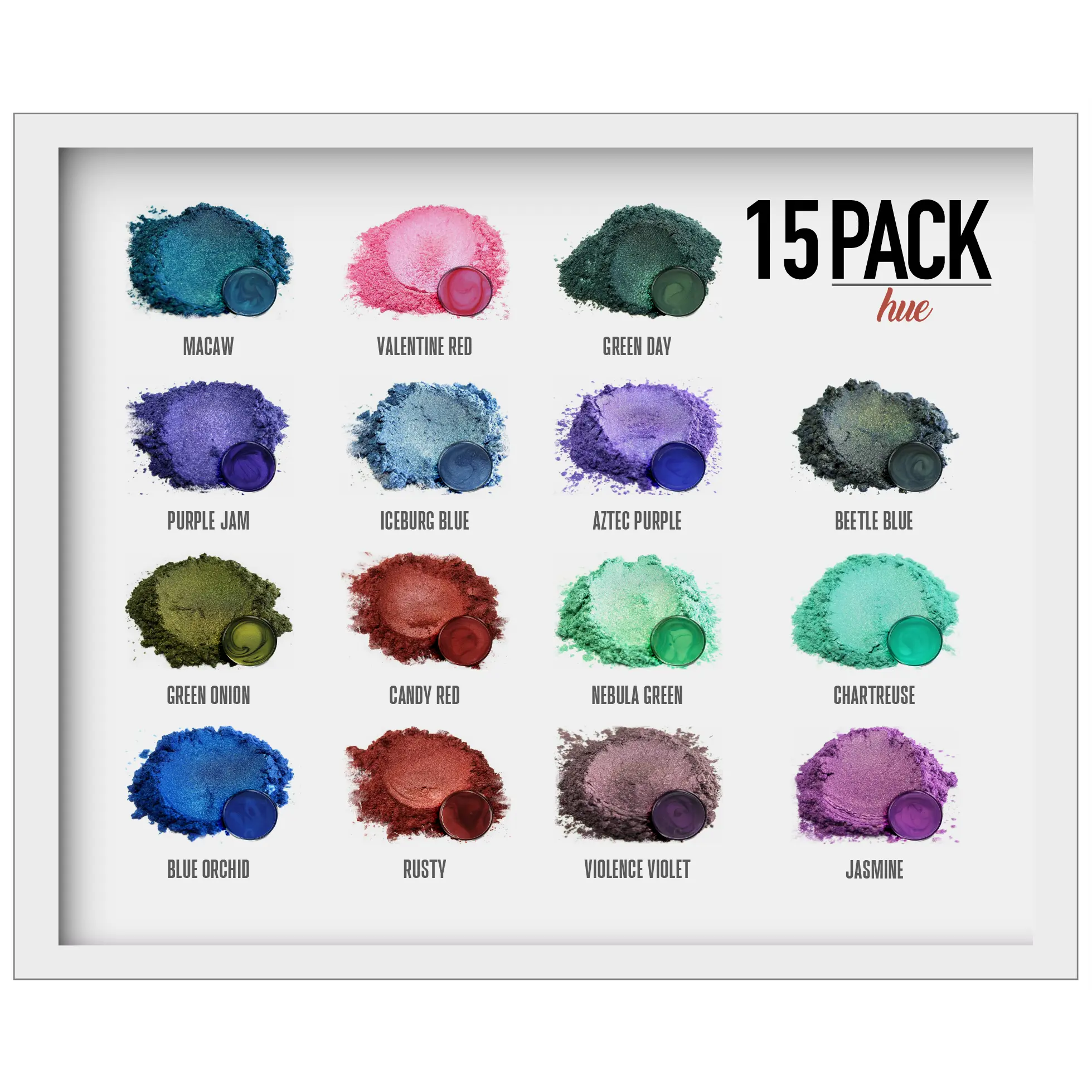 15 & 20 Color Hues Series Pigment Powder Variety Pack 15 & 20 Color Hues Series Pigment Powder Variety Pack