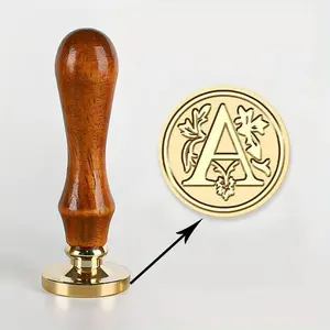 Fancy 26 letter series Wax Seal Stamp Retro Wood Handle +Brass Head Sealing Stamp Custom Stamp for Thanksgiving Cards, Envelopes, Gift Wrapping, Wedding Invitations -Medieval Traditional letter Design Custom Book Stamp