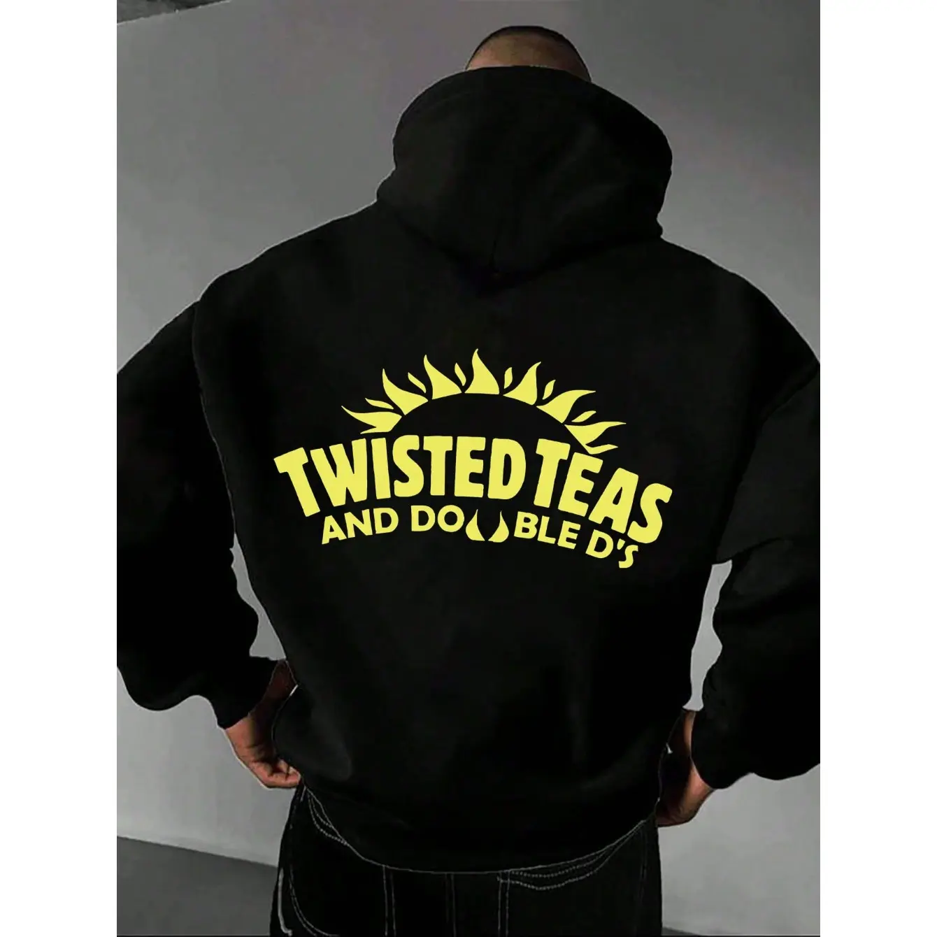 Men's Pullover Hoodie with "Twisted Teas & Double D's" Graphic Print, Soft Cotton Blend Regular Fit Sweatshirt for Casual Streetwear, Menswear