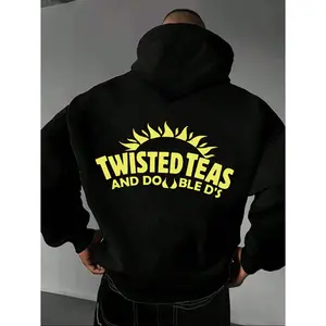 Men's Twisted Teas and Double D's Graphic Hoodie - Cotton Blend Black Long Sleeve Pullover Regular Fit | Soft & Breathable Fabric, Durable Print, Everyday Comfort, Machine Washable, casual streetwear back to school
