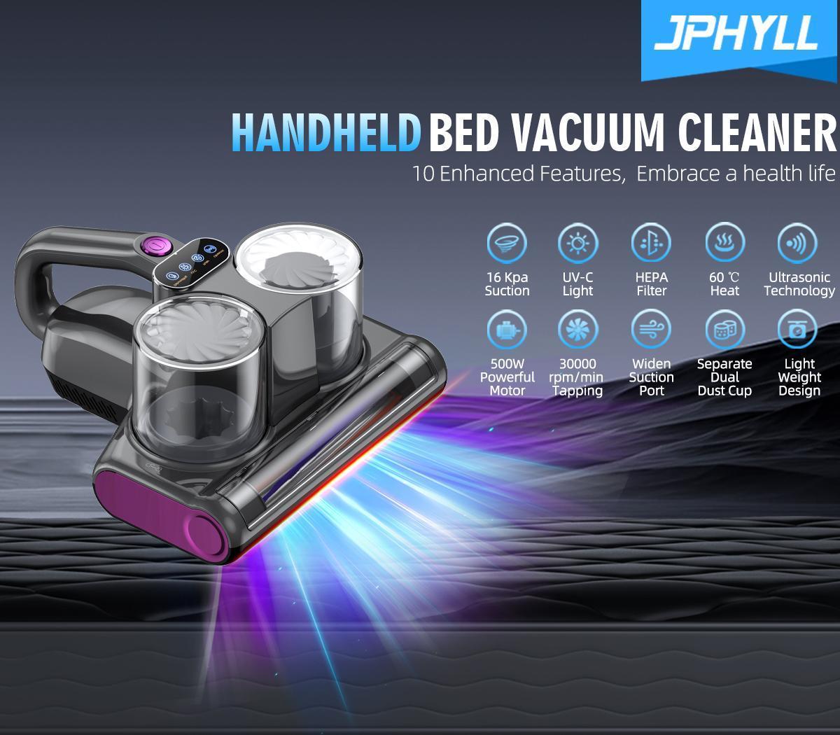 MREGB 6-in-1 Lightweight Handheld Mattress Mite Remover Vacuum Cleaner, 380W Motor, 16KPa Strong Suction, UV-C Light, LED Display, for Pet Hair & Carpets - Home Cleaning Vacuums, Bed Vacuum, Sofa Cleaner, Portable Vacuum, Deep Cleaning, Dust Catcher