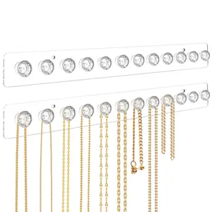 Acrylic Necklace Holder, 2 Counts Wall Mounted Home Jewelry Organizer, Multipurpose Jewelry Storage Rack for Bracelets, Chains, Keys
