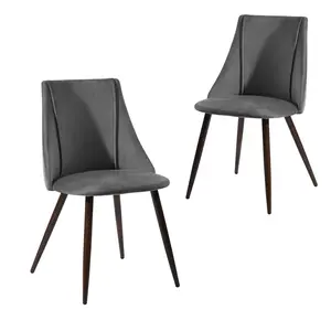 Dining Chairs Set of 2, Velvet Upholstered Kitchen Chairs Modern Dining Room Side Chairs with Soft Seat/Metal Legs, Accent Chairs for Home Restaurant, Grey