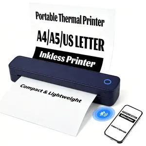 Portable A4 Thermal Printer, Inkless, Compatible with iOS & Laptops, Ideal for Travel, Office, Home, Tattoo Stickers, Free APP Download