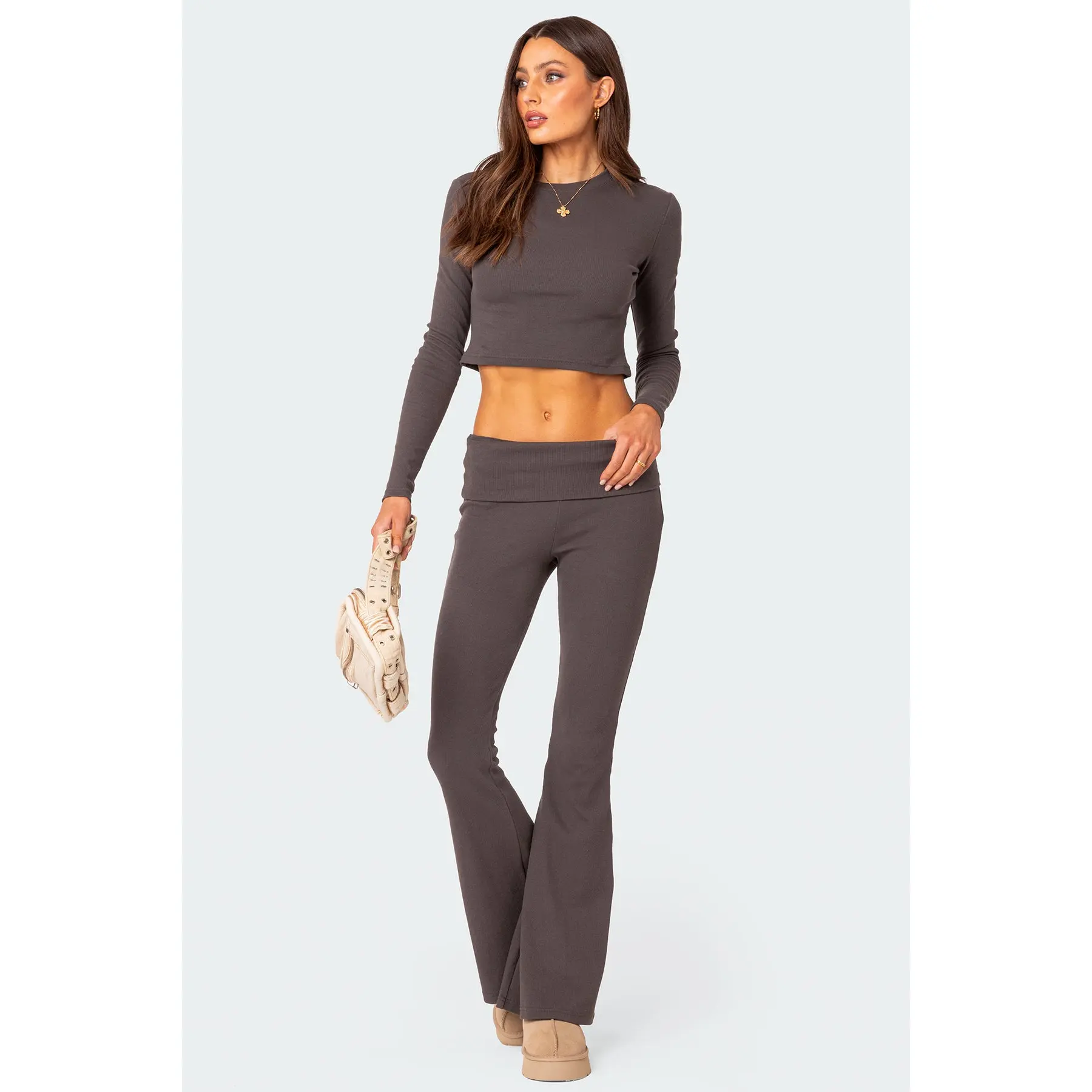 Coffee Break Ribbed Flare Leggings Coffee Break Ribbed Flare Leggings