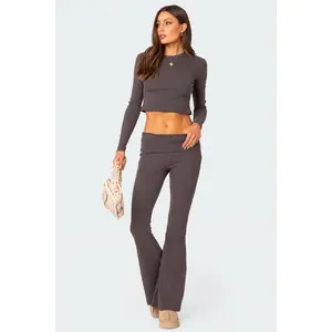 Coffee Break Ribbed Flare Leggings Coffee Break Ribbed Flare Leggings