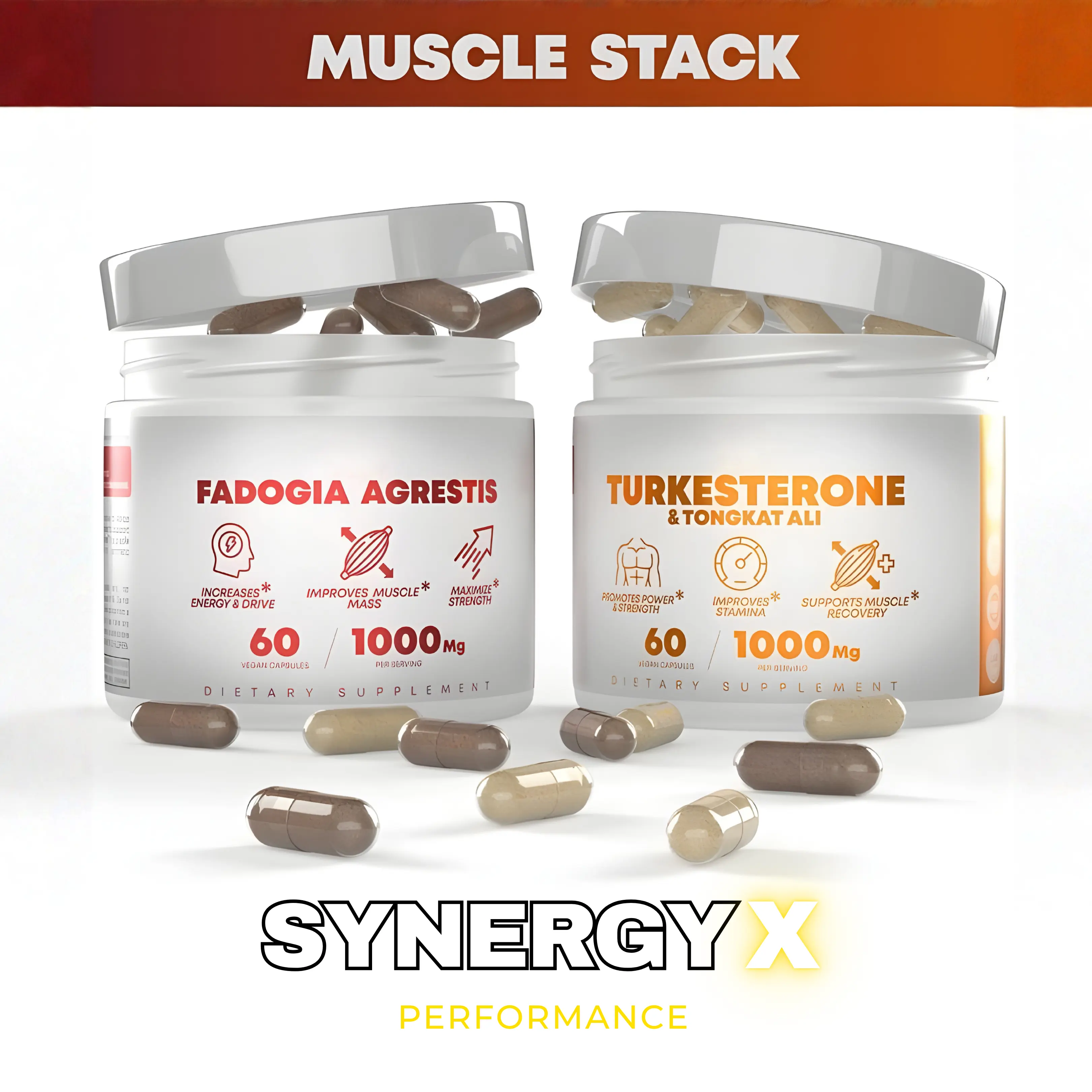 Muscle Stack – 2000mg Formula – Turkesterone, Tongkat Ali & Fadogia