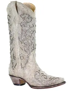 Corral Women's Glitter Inlay And Crystals Wedding Boot Snip Toe - A3322