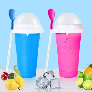 Slushy Cup Slushie Cups,Slushie Machine Slushy Maker Cup,Slushie Cup Maker Squeeze Slushy Machines,Frozen Magic Slushy Cup 2 Pack, Ice Cream Maker Cool Stuff for Juices and Drinks (BLUE+PINK) Kitchen Utensils