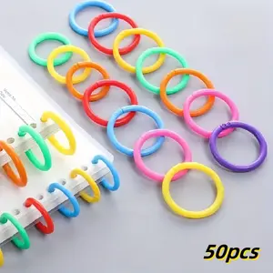 50pcs Multi-Color Plastic Binder Rings, Durable Office Supplies, Ideal for File Organization, Study Materials, Back-To-School Essentials