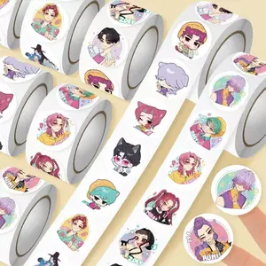 Anime K-Pop Sticker Roll, Funny Stickers, 500 Pieces Per Roll, DIY Supplies Type, Perfect for Anime Fans & Decorations, Ca Prop 65 Compliant