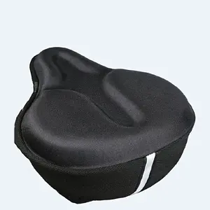 Ultra Comfort Bike Seat Cushion - Shock Absorbing, Extra Thick Wide Saddle Cover for Peloton, Mountain and Road Bikes - Durable, Easy to Mount, Black