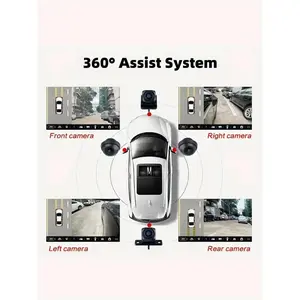 360° Panoramic Car Camera with Night Vision, Includes Ahd720p & 1080P Rearview Cam, Compatible with Android Car Stereo, No Battery Needed
