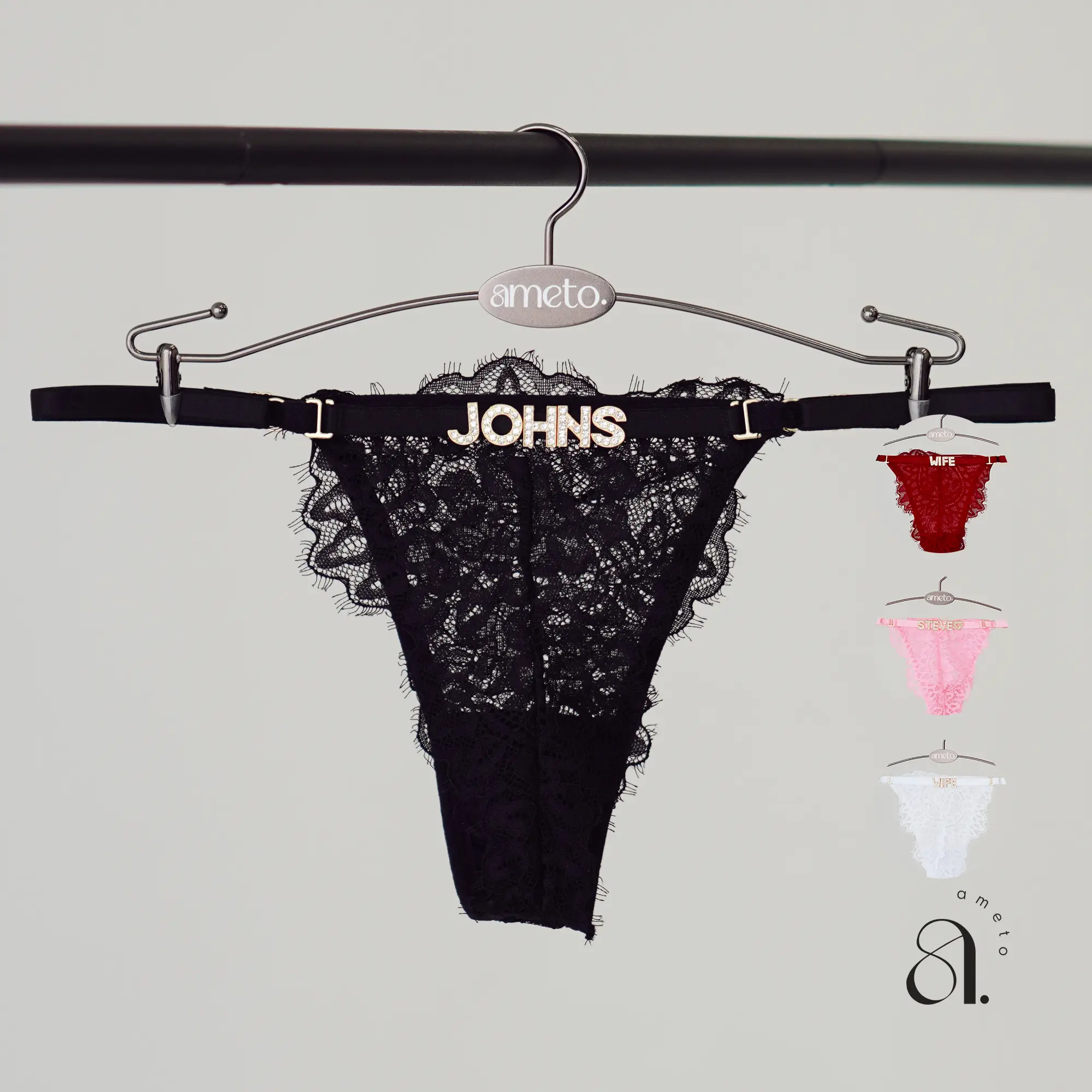 Customized Thong with Name • Embroidery Panties • Gifts for Boyfriend,  Bachelorette Party • Sexy Womenswear Lingerie Comfort Fit • Adjustable  Strap • Check Now