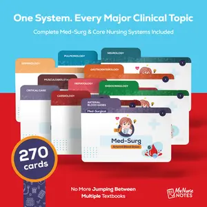 Med-Surg Flashcards for NCLEX – 270 Color-Coded Study Cards for RNs & PNs