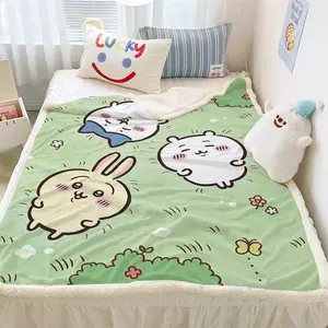 Cartoon Chiikawa Thow Blanket Lightweight Soft Flannel Blanket  Gifts For Chiikawa Loves Suitable For Sofa Beds Living Rooms Suitable For Children And Adults Birthday Gifts Holiday Party Happy Halloween Blankets