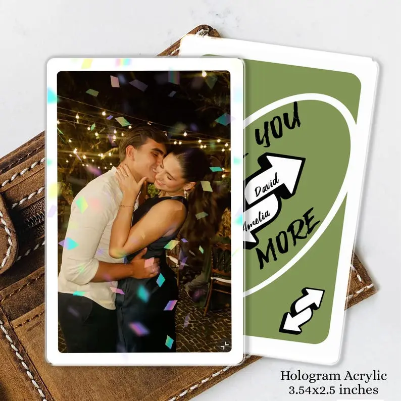 Custom Photo Wallet Insert Card, Love You More Reverse Text, Valentine Gift for Him, Anniversary Gift for Boyfriend, Personalized Couple Gift