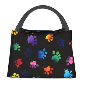 Lunch bag for men and women, reusable hand-held insulation bag,colorful footprint pattern, is an essential item for outdoor camping and daily commuting. It is made of safe and durable insulation material, with a portable and stylish design