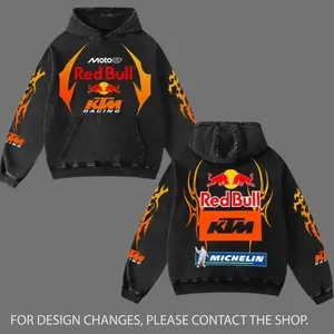 Redbull x KTM Racing Biker Hoodie Washed Vintage MotoGP Racing Streetwear, Motorcycle Graphic Hoodie Unisex, Designed for Motor Fans, Sportbike Culture, Speed Lovers & Urban Motorbike Style