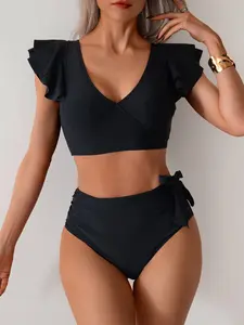 Women's New Colorblock Tankini Set, Bow Decor, Fashion Slimming Beach Vacation Surfing, Stylish Swimsuit for Summer, Tankini Swimwear