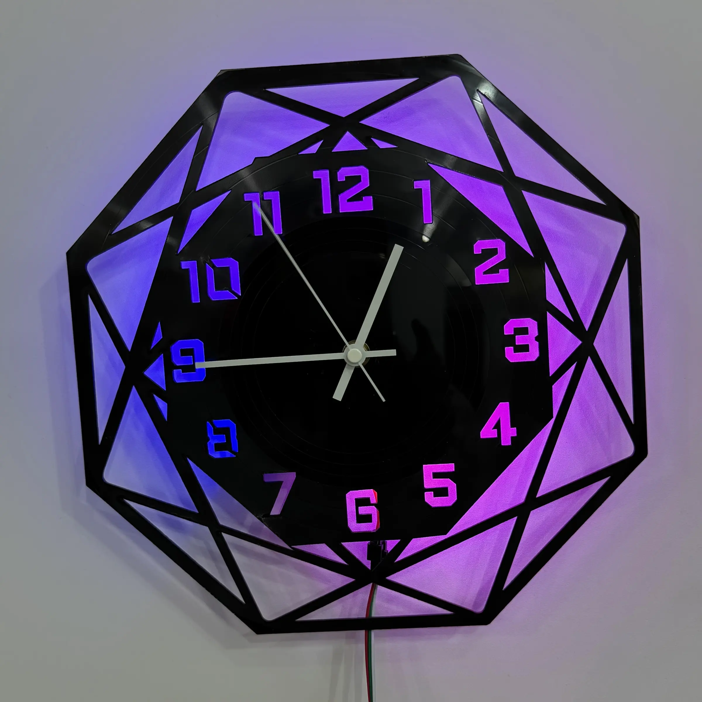 Unique Design Colorful LED Light Vinyl Wall Clock, Led Wall Clocks, Creative Decorative Clock, Ideal for Living Room Bedroom Kitchen Office Decor, Perfect Gift for Birthday Mother's Day Christmas