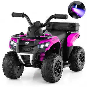 Costzon Kids ATV, 6V Four Wheeler Quad Electric Vehicle with Spray Function, Storage Box, Musin & Lights, Kids 4 Wheeler Ride on Car Toy for Boys Girls 18+ Months