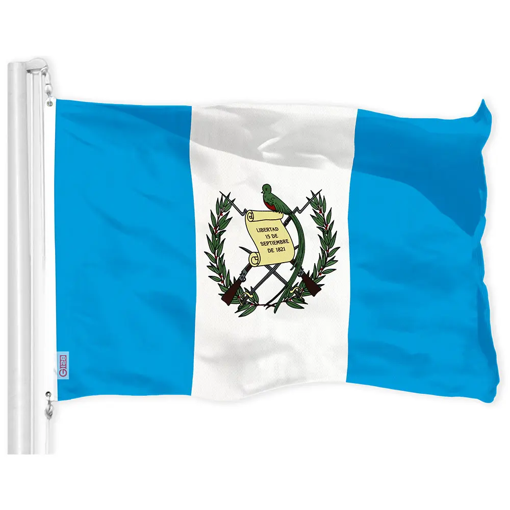 Guatemala Gt Flag 3x5 ft Printed 150D, Vibrant Colors, Brass Grommets, Single-Sided, Not Embroidered