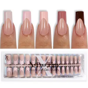 SXC Cosmetics X-Pro Tips 150/160 Nail Tips ONLY – Skin Tone Nude Series French Tip Press-On Nails Acrylic Soft Gel System for DIY Manicures at Home