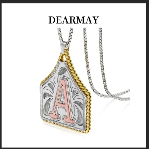 Dearmay 14K Gold Plated Initial Letter Pendant Necklace - Waterproof, Hypoallergenic Nameplate Jewelry, Elegant Personalized Necklace, Jewelry for Women, Gifts for Boyfriend, Boyfriend Birthday Gift, American Resilience Fashion Accessory