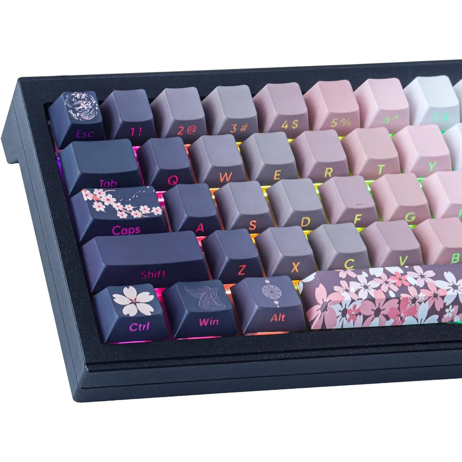 PBT keycaps, 135  Double Shot Keycaps Side Engraved Transparent Keycap Set Cherry Profile Backlit Keycaps for Cherry MX  ASIN/ISO Layout Mechanical Keyboard