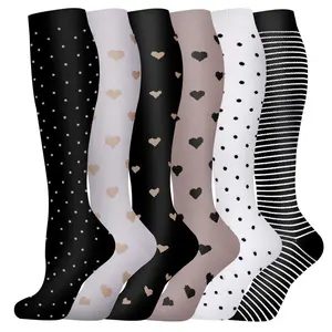 6 Pairs of Compression Calf Socks �C Quick-Drying and Long-Lasting Support for Running, Fitness, and Recovery Floral Pattern Compression Knee-High Socks Wide breathable day Sports Moisture-Wicking