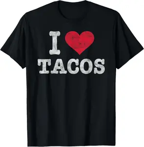 100% Cotton Trendy Vintage I Love Tacos Gift T-Shirt