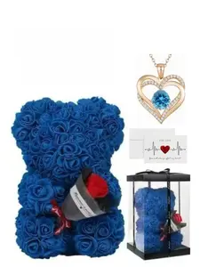 Twelve Constellation Stone Necklace Set, Heart-Shaped Lockbone Pendant, Bear Bouquet, Card, Gift Box, Unique Jewelry for Women